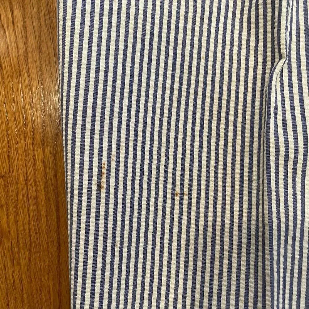 Vintage Men’s Pants Chinos Blue White Seersucker 36W/29L FLAWED
